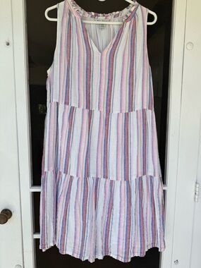Tommy Bahama Pastel Striped Ruffled Sundress